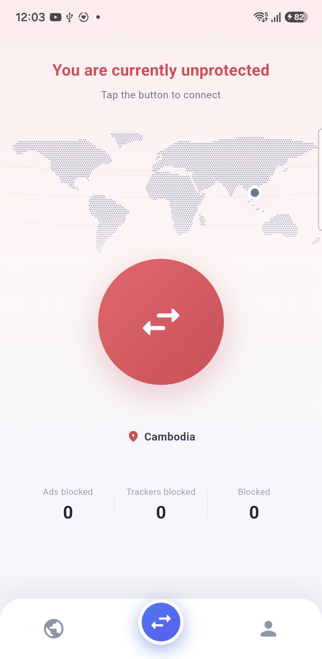 Stormvpn Android home screen