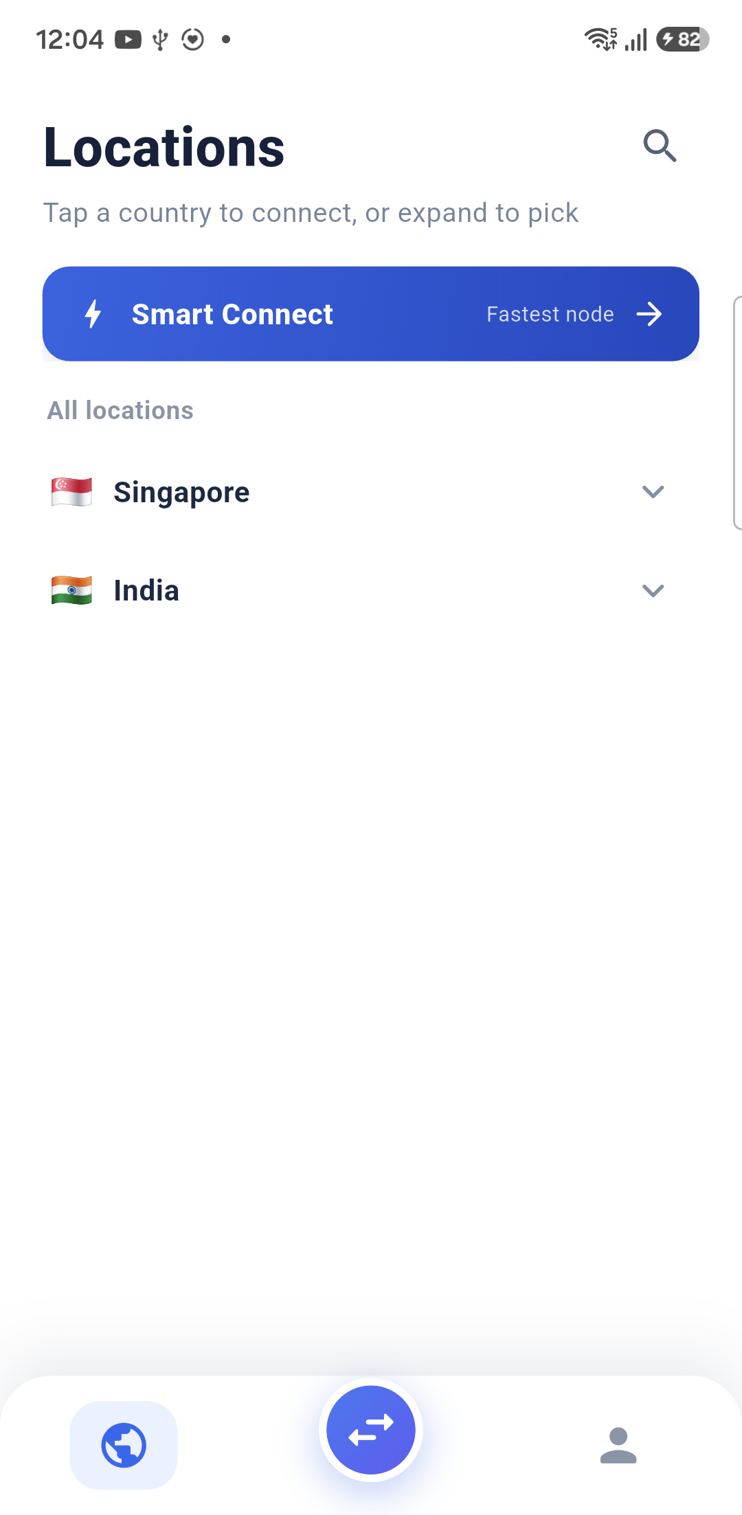 Stormvpn locations screen